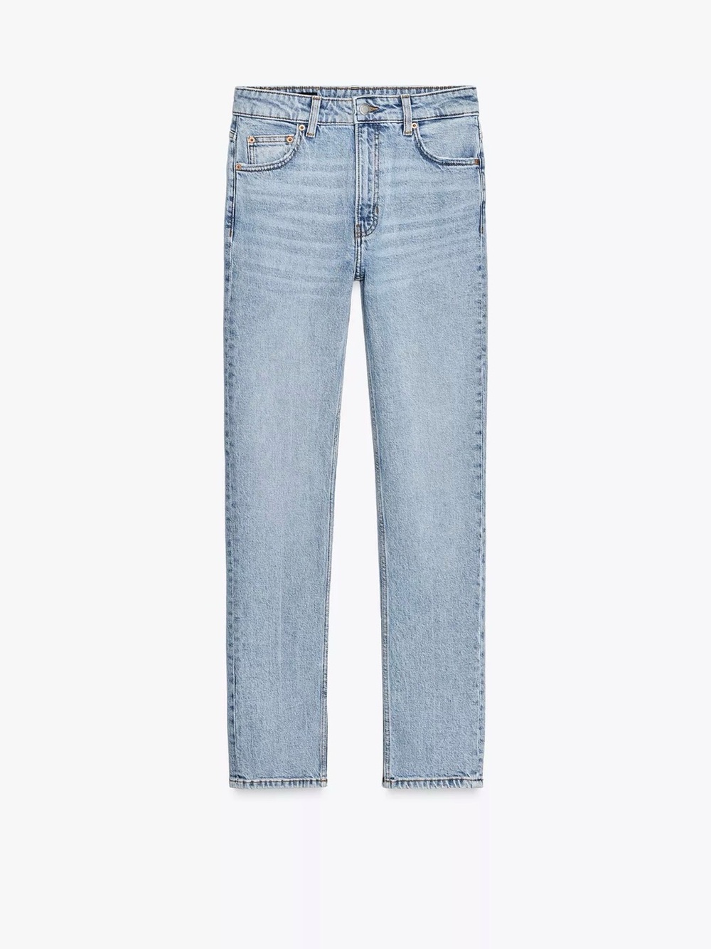 Zara Women's Straight-Leg Jeans in Light Blue